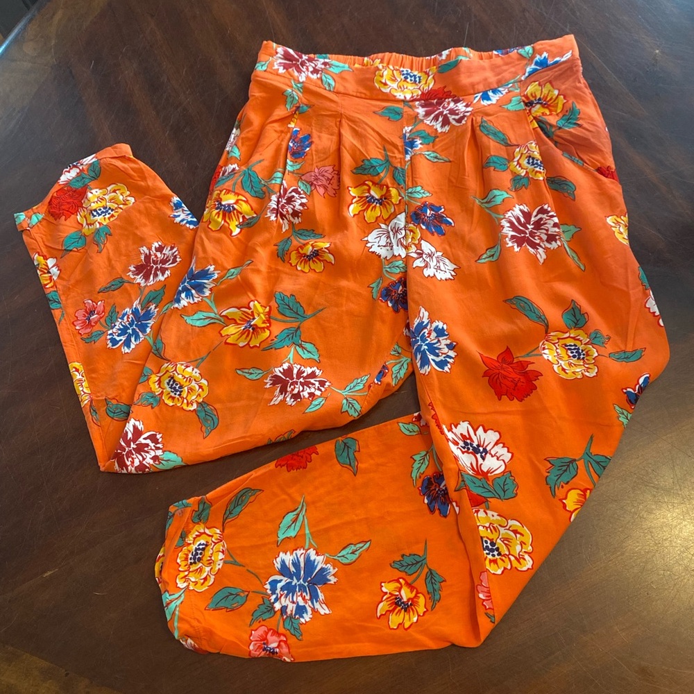 Floral Orange Pants by Cotton On